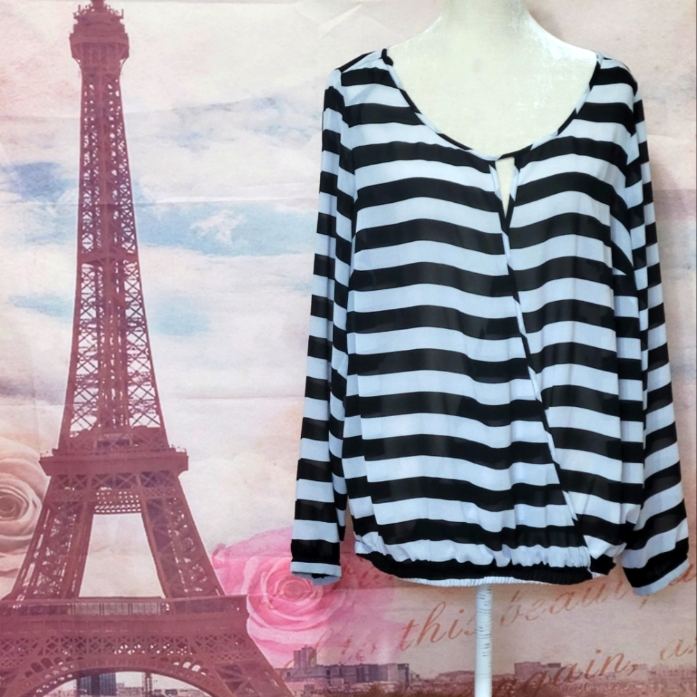 TORRID see through striped blouse